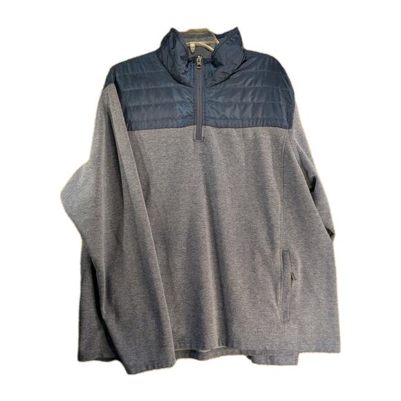 Eddie Bauer Men’s Quarter Zip Pullover XXL Blue Logo Long Sleeve Zip Pockets - Picture 2 of 9